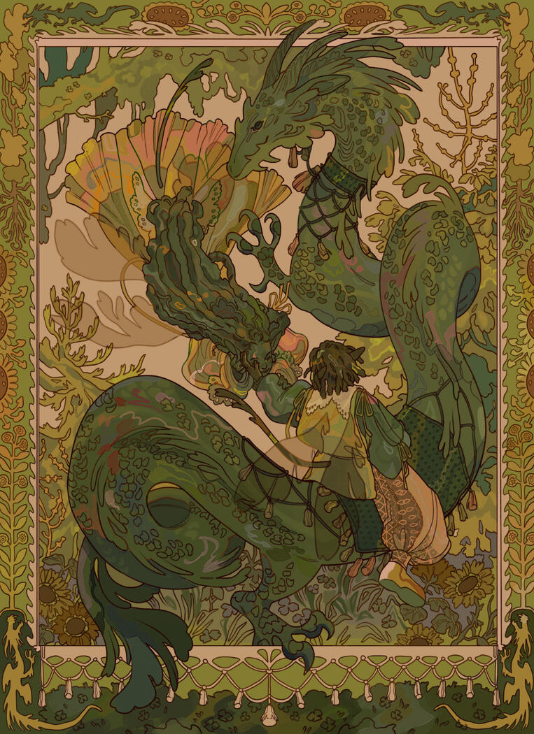 Fairies and dragons. digital.