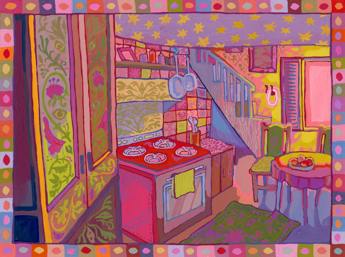 Angel house. poster paint on canvas paper.