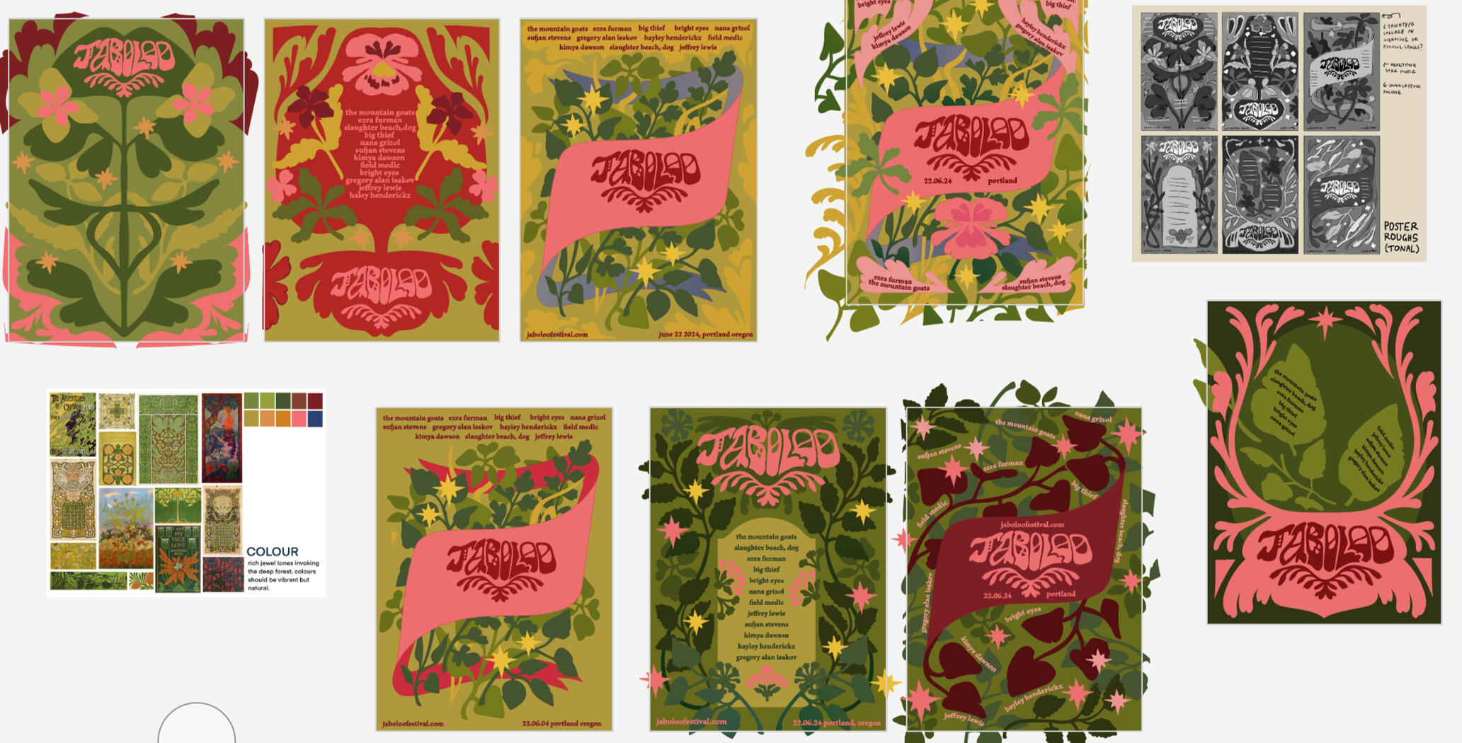 Initial poster explorations in Adobe Illustrator.