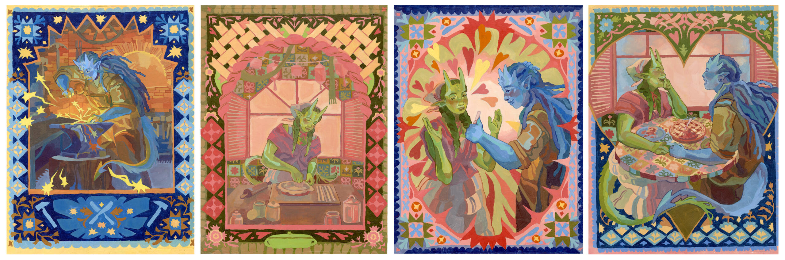 Storybook illustrations. Acrylic