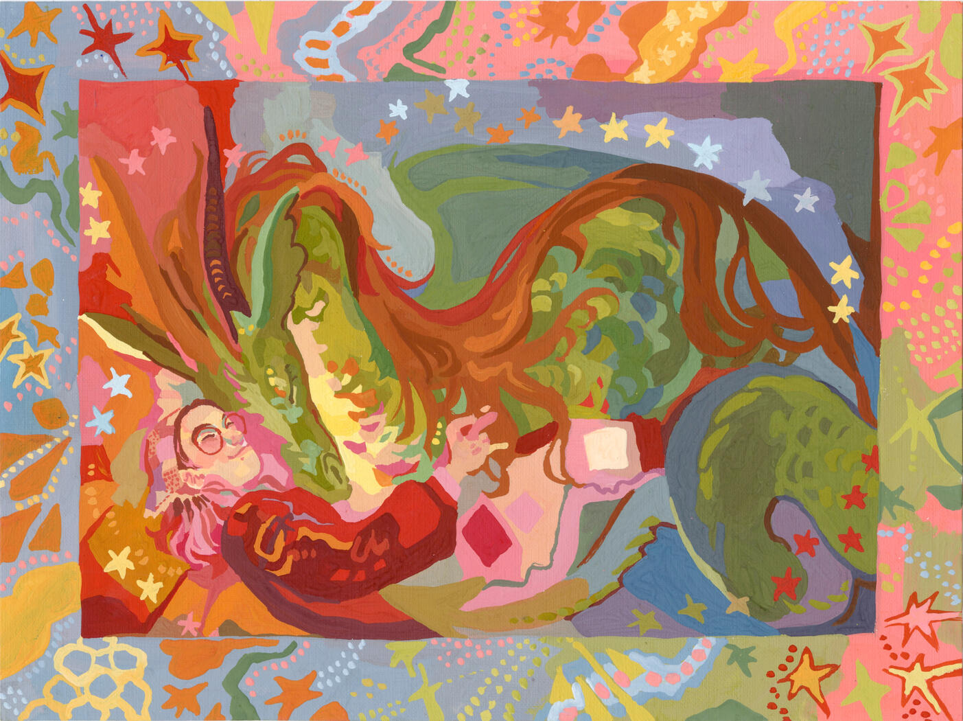 dragon&#39;s embrace. poster paint