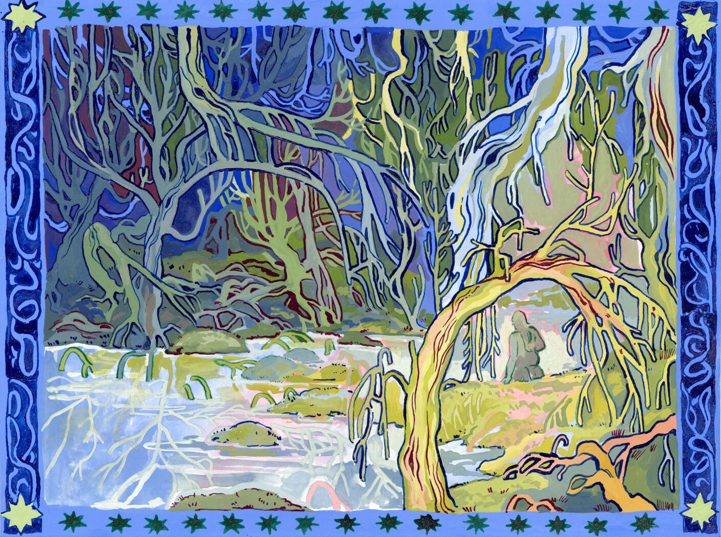 Forest. Poster paint